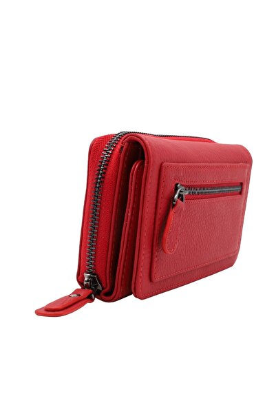 Meskanto Lidya Genuine Leather Women's Wallet with Zipper and Multiple Compar...