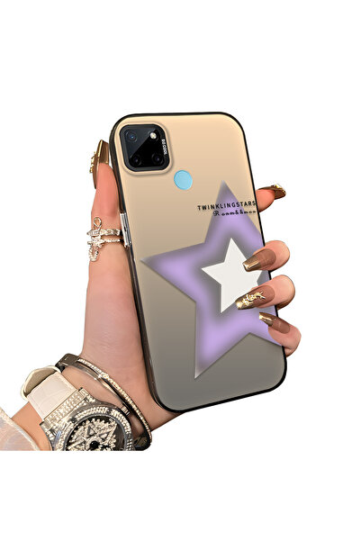 ucuc حافظة فضية اللون متوافقة مع هاتف Realme C21Y/C25Y، ذات نمط نجمي، سطح لام...