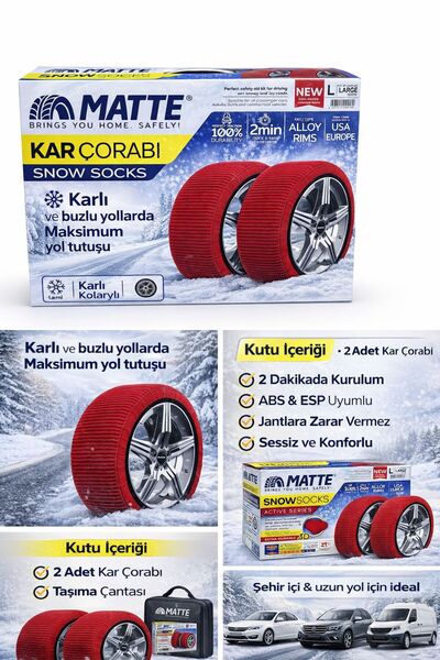 PASPRO OTOMOTİV Kar Çorabı Snow Socks – M Beden – Jant Çizmez – Karlı ve Buzl...