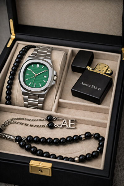 pierrose Eşref Saati Su Geçirmez Erkek Kol Saati Çakmak Tesbih Ve Bileklik He...