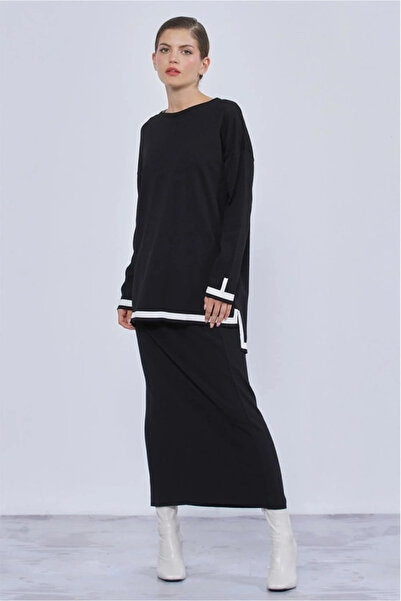 Nuss tunik kol çizgili dar etekli tkm