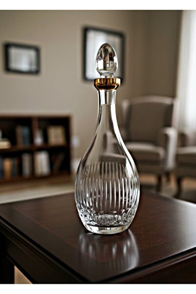 DECOSTYLE El Yapımı Dekorlu Karaf gold – 1300 cc | Premium Dekoratif Şişe