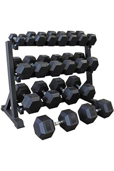 MASTON Hex Dumbbell Set with Rack – Cast Iron Weights 2.5-20Kg – Home & Gym S...