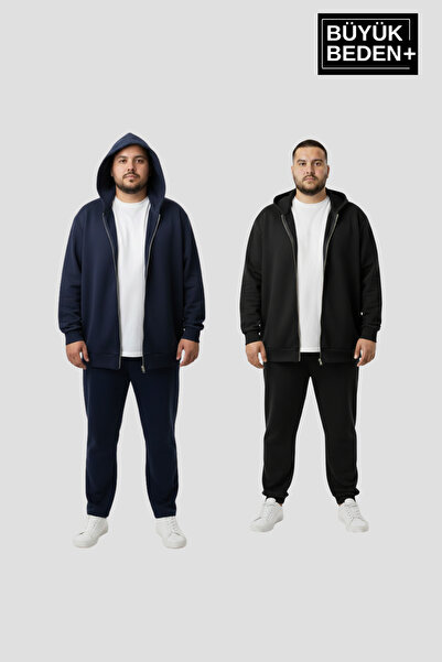 Superlife Cardigan subțire pentru bărbați, mărime mare, cu fermoar, cu glugă ...