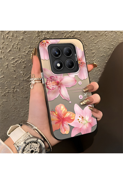 ucuc Xiaomi Redmi Note 14 Pro 5G Uyumlu Çiçek Desenli Mat Parlak Yüzey Darbe ...