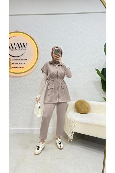 waw tesettür Fermuarlı Lastikli Takım
