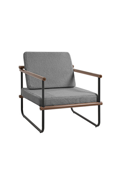 Sinyin كرسي جانبي عصري بإطار معدني وخشب وقماش تيدي فاخر - كرسي بذراعين مريح و...