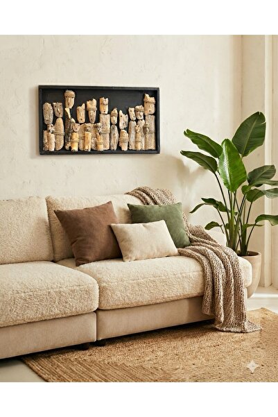 VERSA Driftwood İnsan Figürlü El Yapımı Ahşap Duvar Tablosu – Dikdörtgen Doğa...