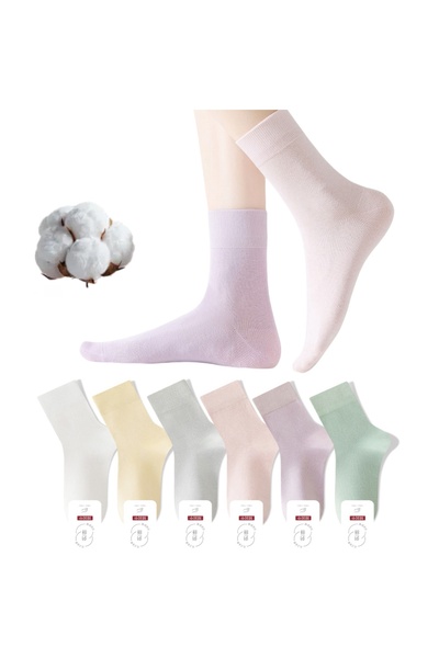 Lullaxx Women's 100% Cotton Mid-Calf Socks, 6-Pair Pack, Breathable and Sweat...