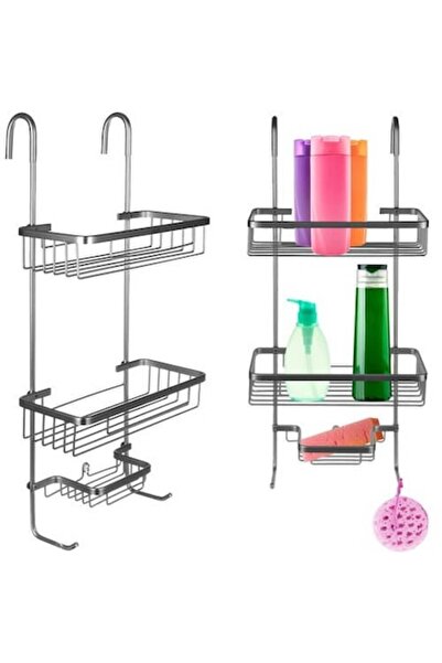 SMARTECH Raft de baie - fabricat din aluminiu, montat pe perete, 3 compartime...