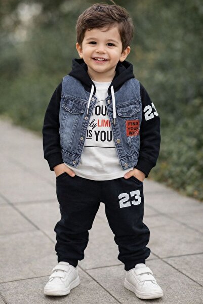 gül garden سترة جينز للأطفال الذكور مكونة من خيطين، بدلة رياضية حلوة