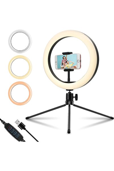 Generics Padom Dimmable Selfie 10" LED Desk Ring Light with Tripod Stand & Ph...