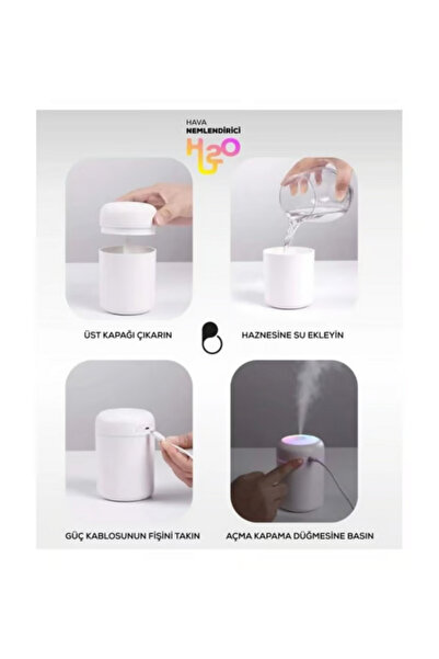 ibico H2O Mini Buhar Makinesi | LED Işıklı Taşınabilir Oda Nemlendirici – Ofi...
