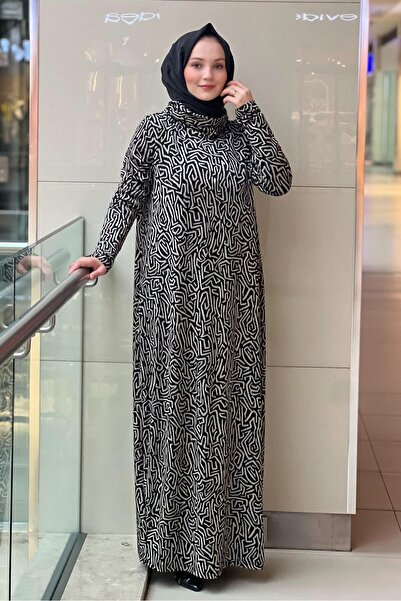 Nurcan Çetin Turtleneck Patterned Dress