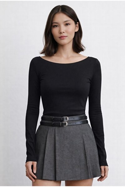 SHEBARA Boat Neck Modal Soft Textured Top Top Body