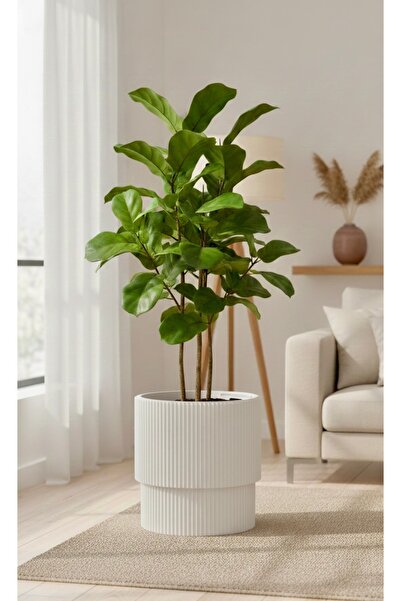 KıtayGroup Vega Saksı Fiber görünümlü Büyük Dekoratif Modern Salon Saksı 20 LT