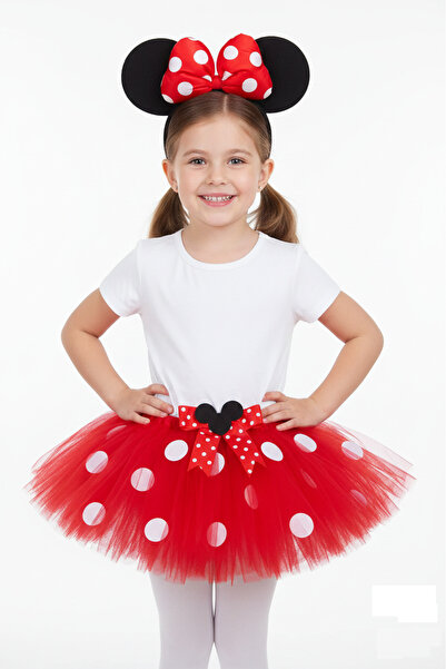Moda Sitesi Girl's Red Polka Dot Tutu Skirt with Bow and Crown Gift