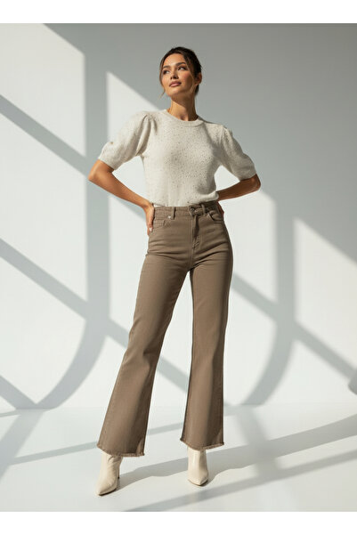 VETTA Bisiklet Yaka Pullu Simli Triko Kazak