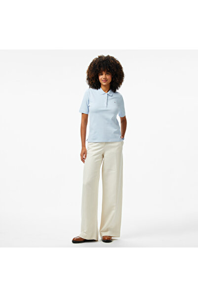 Tommy Hilfiger Viscose Linen Wide Leg Kadın Beyaz Pantolon