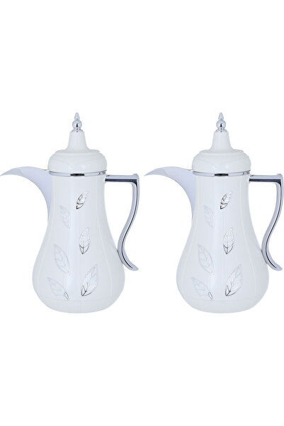 Generic طقم ترمس سلامي ستيل من السيف جاليري، قطعتين، 1 لتر - فضي أبيض