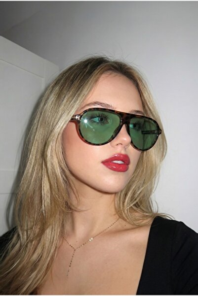 Chunky Frame Celly Unisex Leopard Frame Green Sunglasses