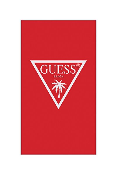 Guess Prosop de plajă cu model de palmier jacquard roșu pentru femei