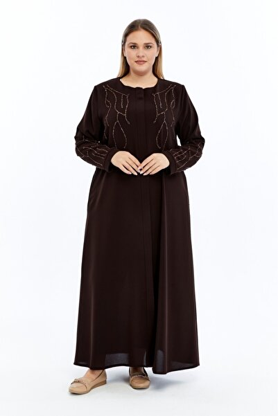 Jamila Taşlı Büyük Beden Petek Kumaş Ferace