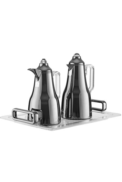 AZOZ MERCHLY طقم ترمس، 1/0.7 لتر، مصنوع من الزجاج من الداخل، 3 قطع، ترمس تفري...