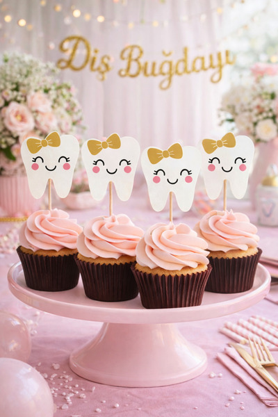 Partifabrik My Tooth Came Out My First Tooth Wheat Themed Girl's Tooth Toothpick 8-Pack