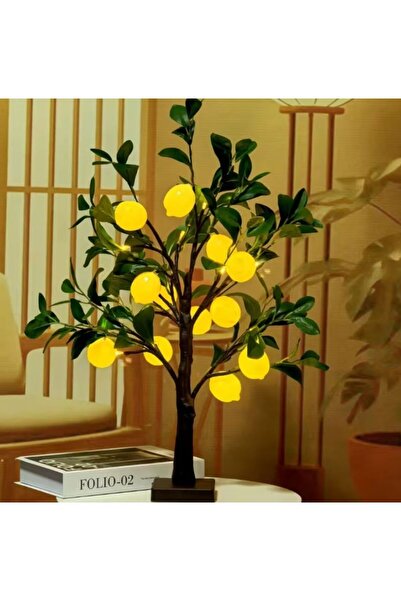 BENİMOLMALI 62cm Led Işıklı Limon Ağacı Yeşil yapraklı Pilli, Dekoratif Ağaç ...