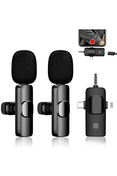 OEM Wireless dual lavalier microphone, plug & play, clear HD sound, compatibl...