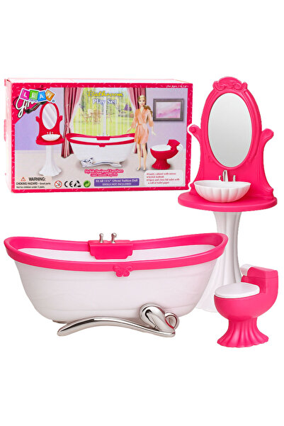 LEAN Set Baie pentru Papusi: Cada, Toaleta, Lavoar cu Oglinda