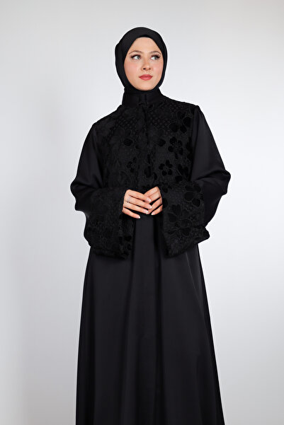 HARİKA WEAR Black Rose Velvet Abaya