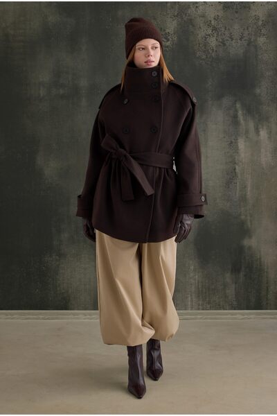 HEQA Dik Yaka Kaban Koyu Kahve