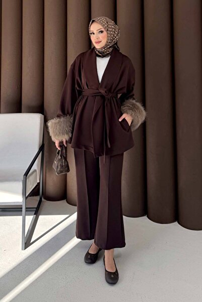 Melike Tatar Fur-Lined Sleeve Scuba Suit 32-3725