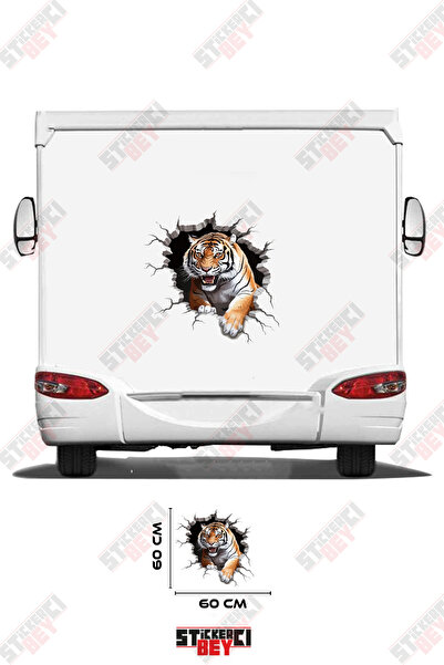 STİCKERCI BEY ملصق كارافان بتصميم نمر يخرج من الجدار المكسور