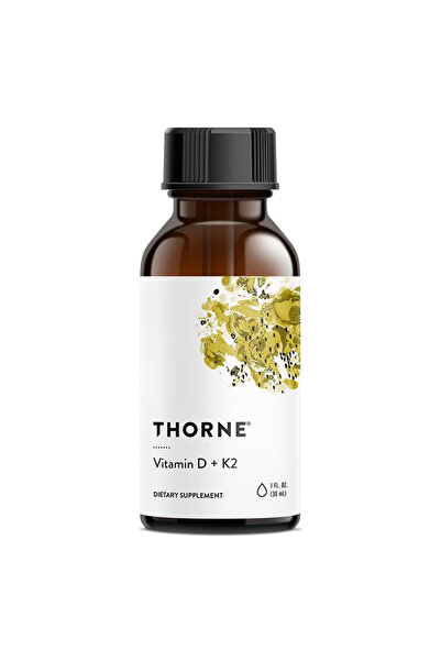 Thorne Vitamin D + K 2, 30 ML, Supports Bone and Heart Health, Supports Immun...