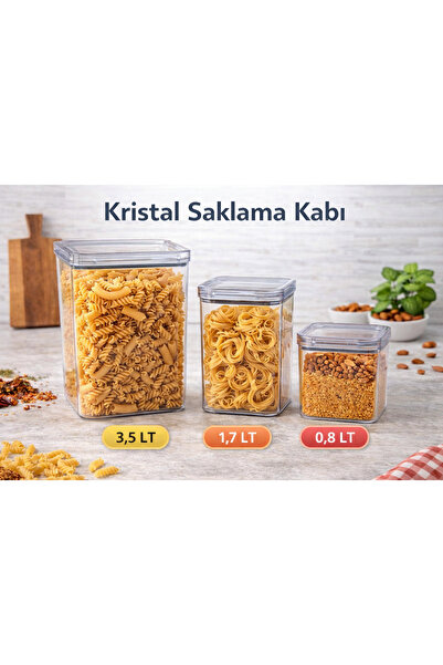 KAYTOX 3’ LÜ SET VAKUMLU KAPAK KRİSTAL SAKLAMA KABI 3,5 - 1,7 - 0,8 LT