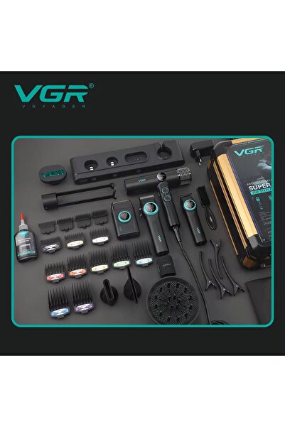 VGR Combo 4'lü Set Stepless Pro 4'ü 1 Arada High-End Saç Kesme Makinesi Ve İy...