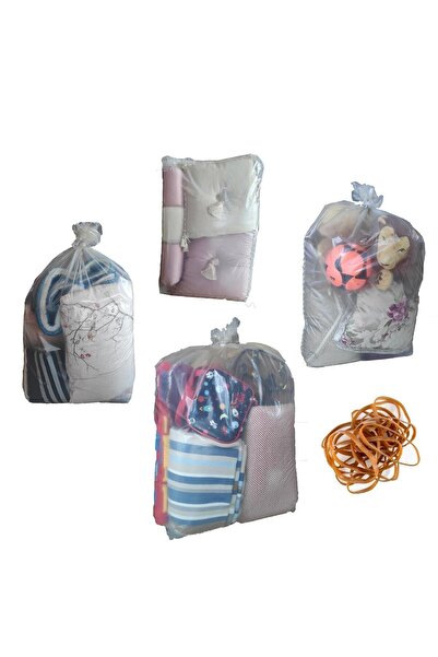 Mikasso 10 Adet Şeffaf Lastikli Büyük Boy Kokusuz Giysi Yorgan Battaniye Düze...