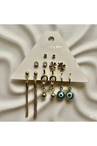 Çağla Accessories مجموعة أقراط فولاذية أنيقة مكونة من 12 قطعة