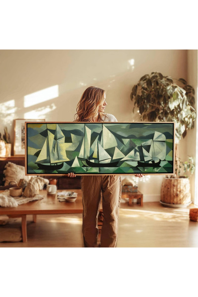 woodhomeworks Tek Parça Gerçek Ahşap Yatay Panorama Çerçeveli Tablo