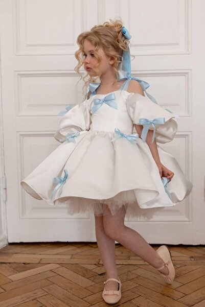 INDRESS STUDIO Kız Çocuk Tasarım Fiyonk Detaylı Prenses Elbise