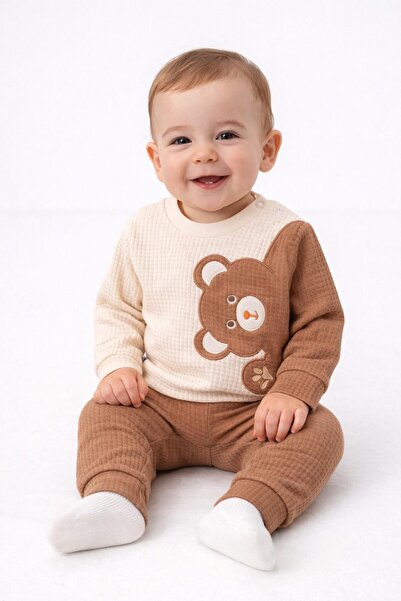 dinamik çocuk قماش وافل بيبي تيدي بير 2 خيط M موسمي طقم مكون من قطعتين للجنسي...