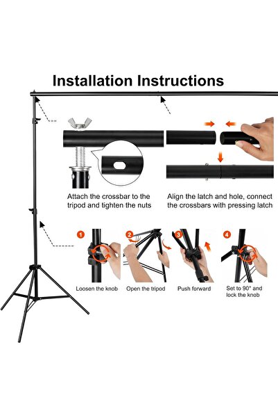 Genericc Padom Photography 2m*2m Backdrop Stand Background Support System wit...