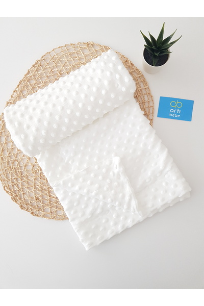 artıbebe Double Layer White Color Chickpea Baby Blanket