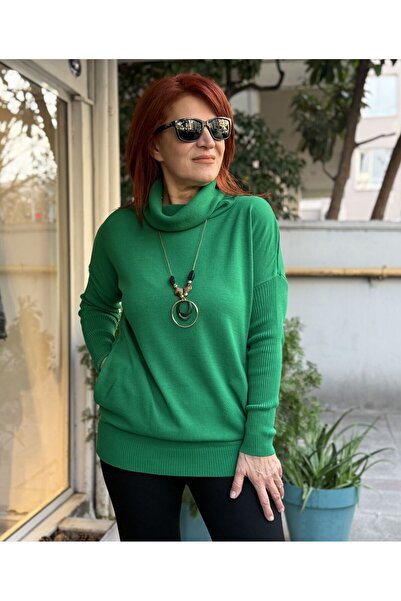 DenizEge Degaje Collar Sweater Dark Green