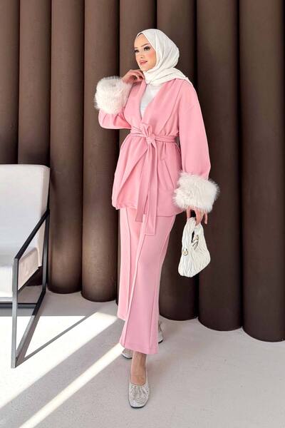 Melike Tatar Fur-Lined Sleeve Scuba Suit 32-3725