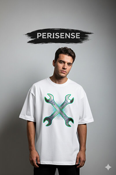 PERISENSE Unisex Pure Wrench Printed Premium Combed Cotton Oversized T-Shirt