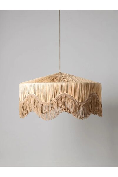 NYLife Özel Tasarım Kıvrımlı ve Püsküllü Kağıt Rafya Bohem Rustik Iskandinav ...